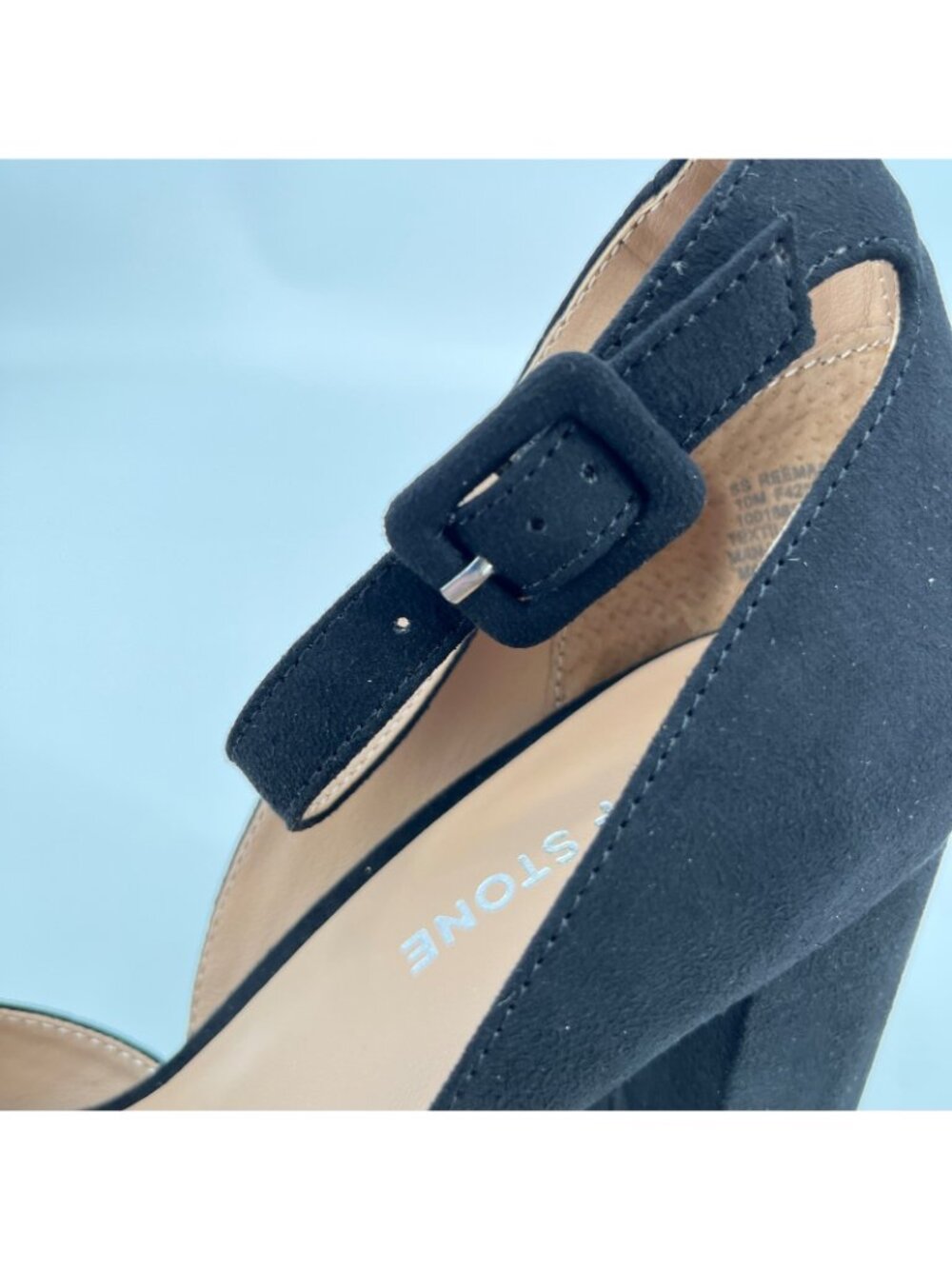 Sun + Stone Reemaa Platform Sandals Black Size 10M Fabric Block Heel Ankle Strap - Picture 10 of 16